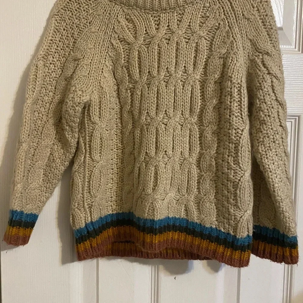 HTF Zara Chunky Accent-Striped Knit Sweater